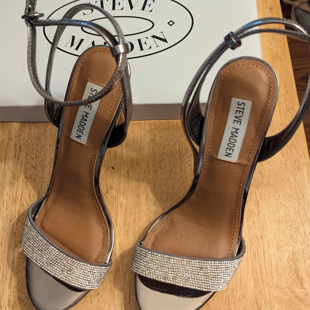 Steve Madden Silver Strappy Heels